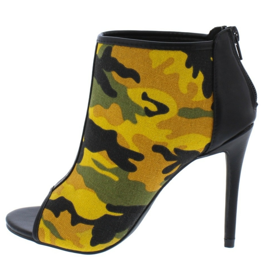 Yellow Camo Ankle Bootie